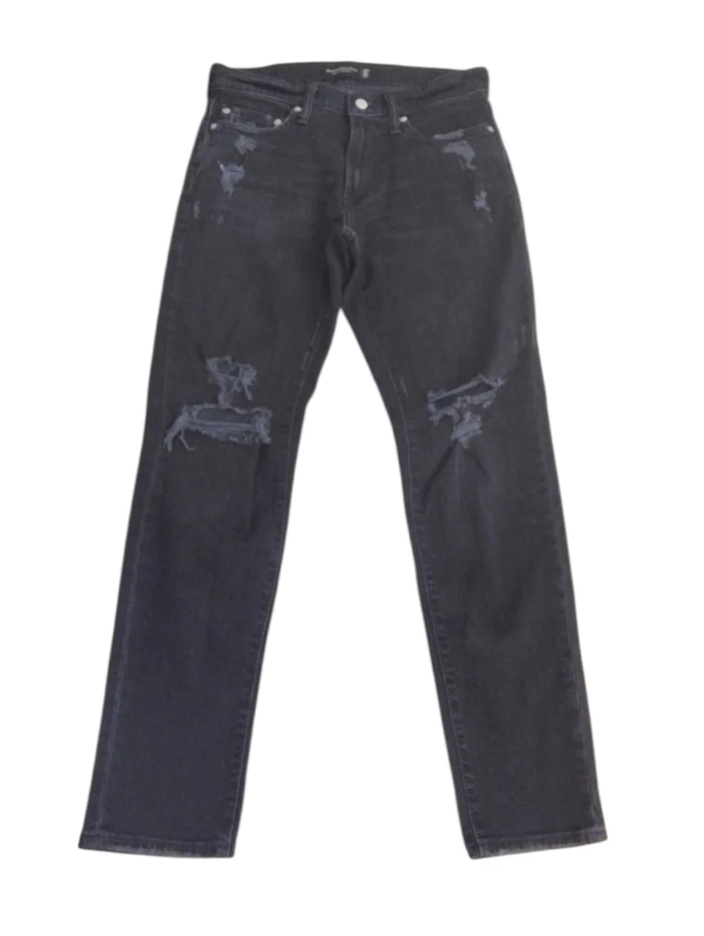 Abercrombie And Fitch Men's Skinny Stretch Black Distressed Jeans Size 29x32